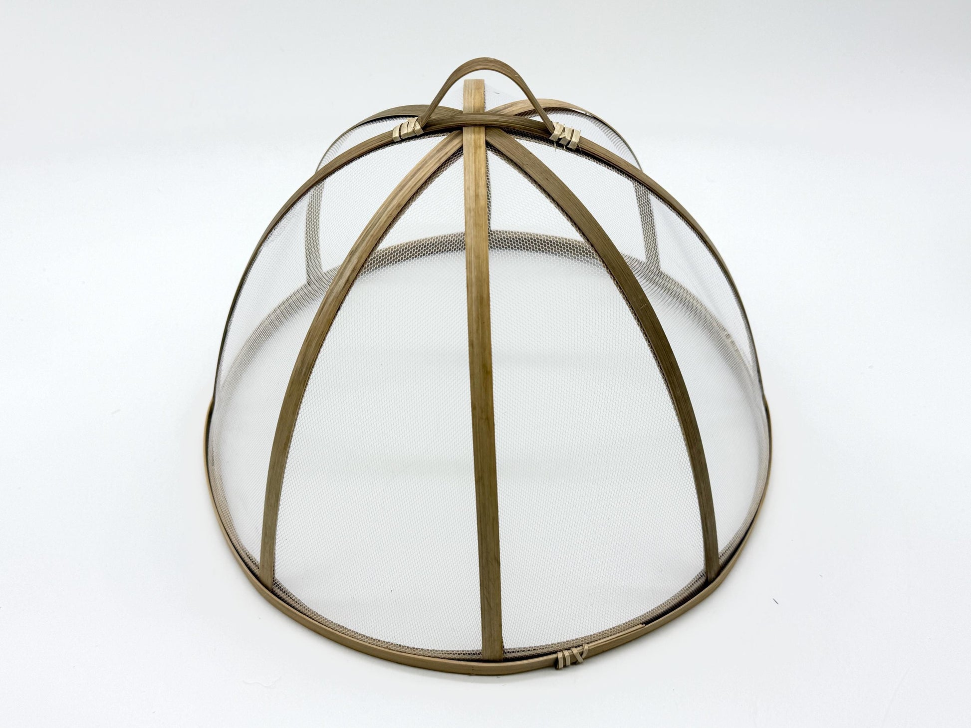 Round Bamboo Mesh Food Cover, Handwoven Bamboo Kitchen Dish Protector Dome for Meals, Fruit & Table Serving 12–16 Inch