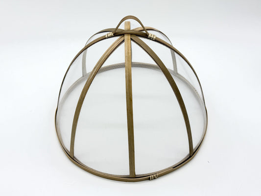 Round Bamboo Mesh Food Cover, Handwoven Bamboo Kitchen Dish Protector Dome for Meals, Fruit & Table Serving 12–16 Inch