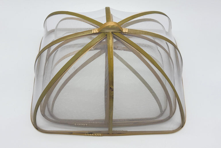 Rectangular Bamboo Mesh Food Cover, Foldable Food Tent Cover, Handmade Bamboo Food Protector for Kitchen & Outdoor Dining