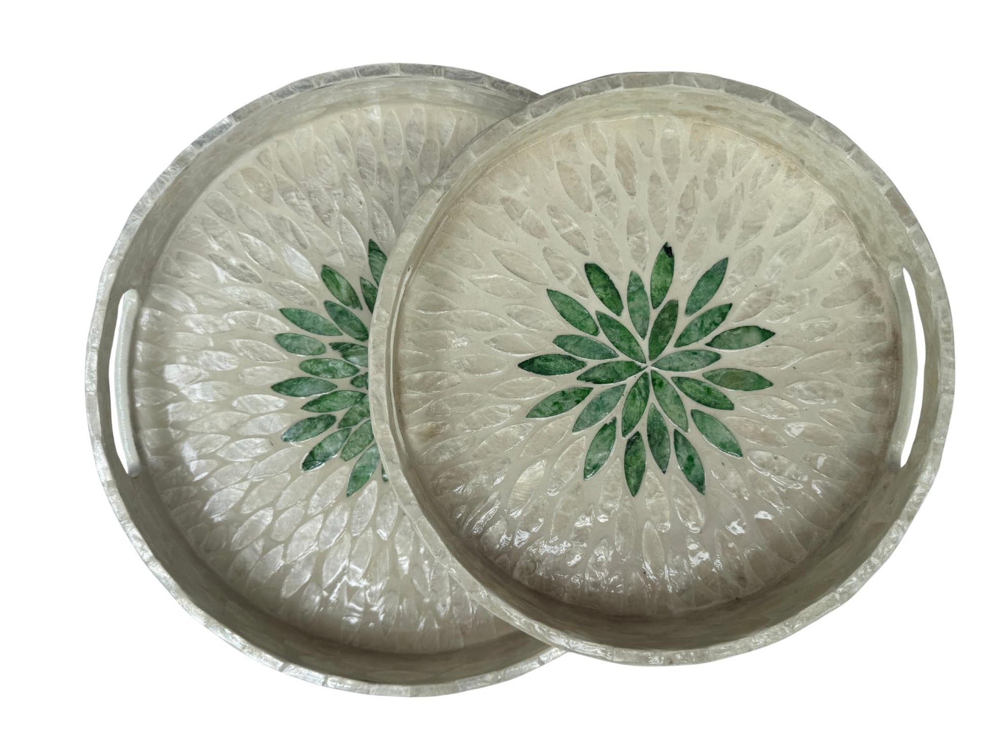 Handmade Round Shell Inlay Tray – Mother of Pearl Decorative Serving Tray, Elegant Coffee Table Organizer, Luxury Vanity Tray, Gift Idea