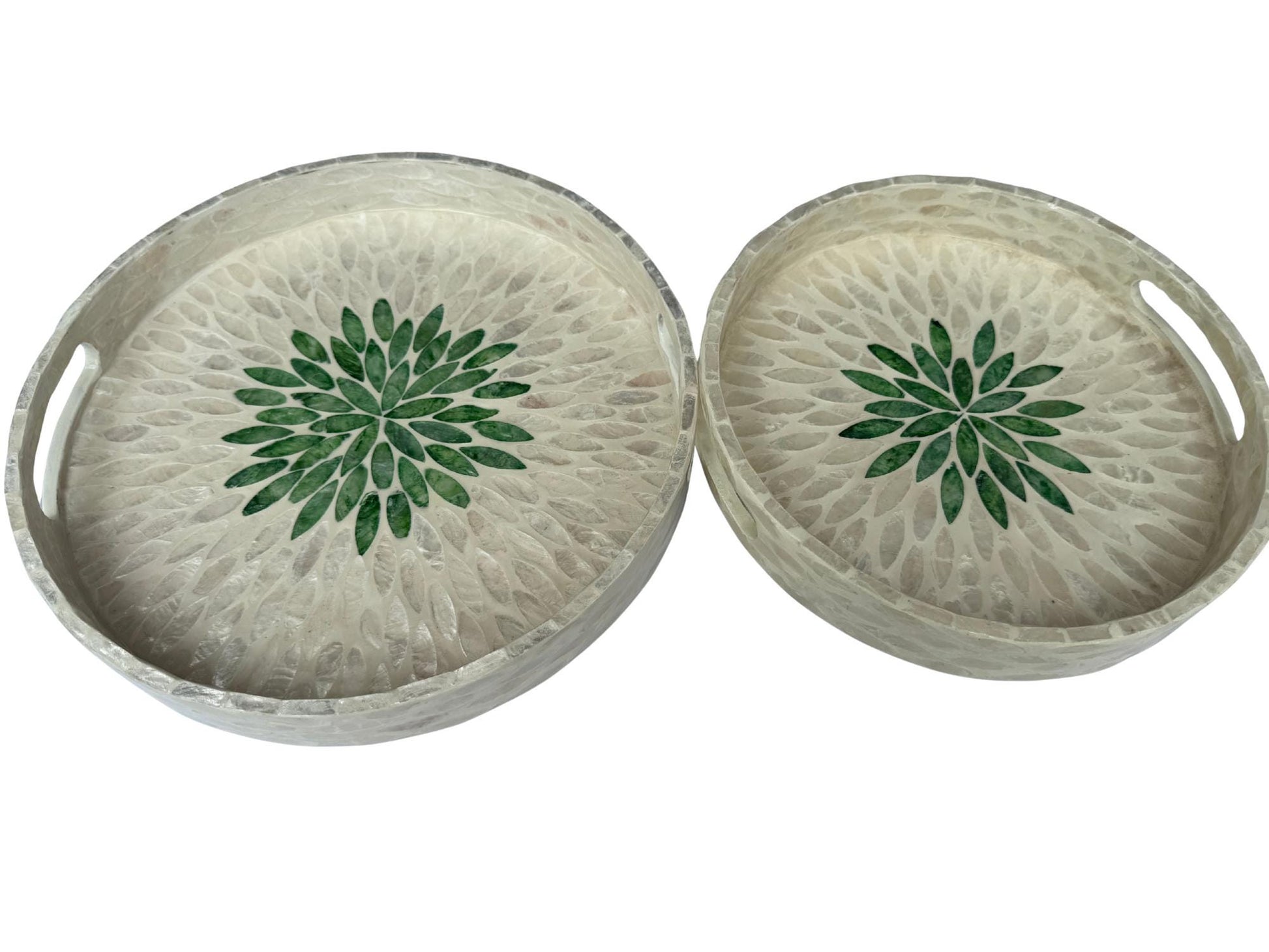 Handmade Round Shell Inlay Tray – Mother of Pearl Decorative Serving Tray, Elegant Coffee Table Organizer, Luxury Vanity Tray, Gift Idea