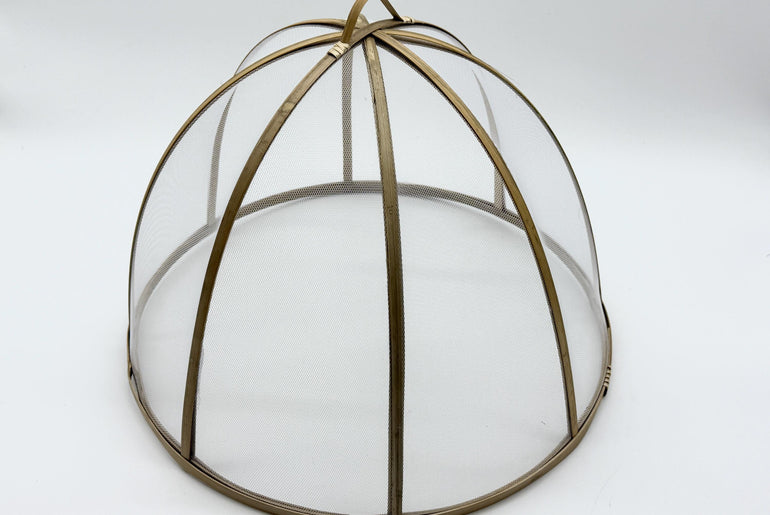 Round Bamboo Mesh Food Cover, Handwoven Bamboo Kitchen Dish Protector Dome for Meals, Fruit & Table Serving 12–16 Inch