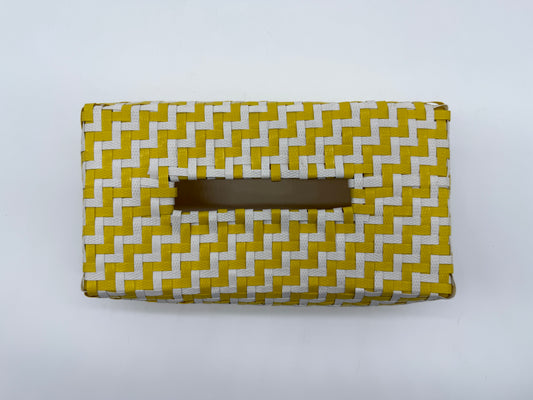Woven Plastic Tissue Box Cover, Handwoven Rectangular Tissue Dispenser, Geometric Kitchen Decor, Dining Table Organizer, Colorful Decor