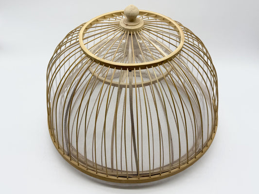 Round Bamboo Mesh Food Cover Dome, Handwoven Kitchen Dish Protector, Natural Food Cover for Meals & Fruit, Rustic Kitchen Gift 14–16 Inch