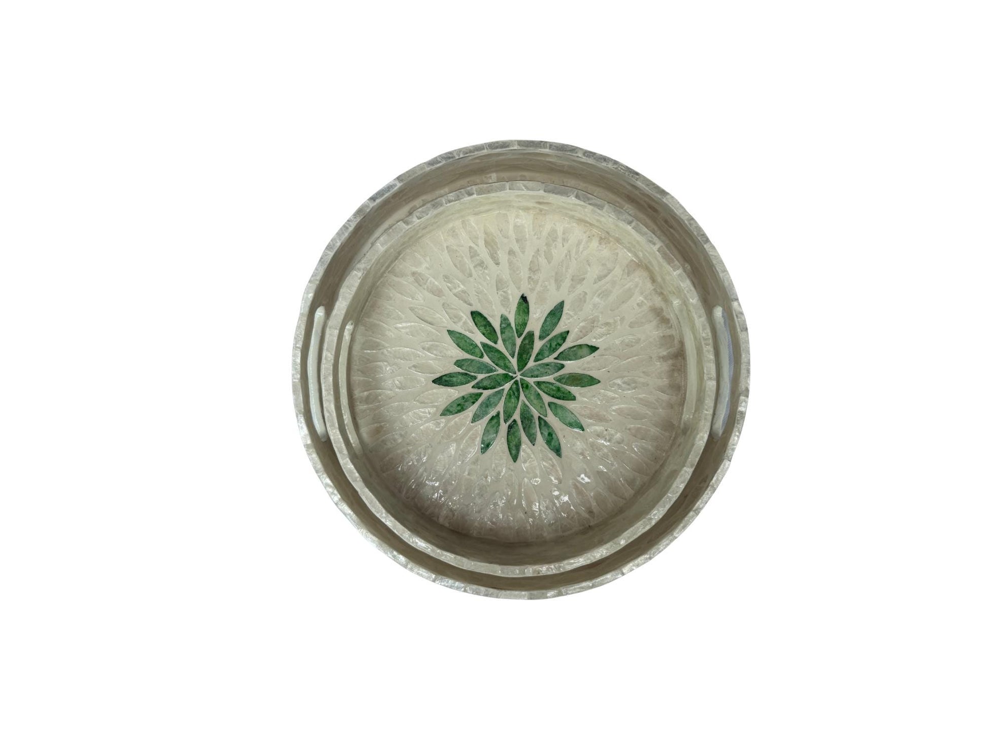 Handmade Round Shell Inlay Tray – Mother of Pearl Decorative Serving Tray, Elegant Coffee Table Organizer, Luxury Vanity Tray, Gift Idea