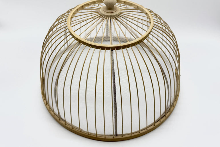 Round Bamboo Mesh Food Cover Dome, Handwoven Kitchen Dish Protector, Natural Food Cover for Meals & Fruit, Rustic Kitchen Gift 14–16 Inch