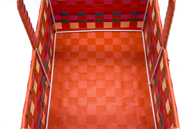 Large Woven Plastic Basket with Handle, Easter Basket, Colorful Storage Basket, Gift Basket, Picnic Basket, Toy Organizer