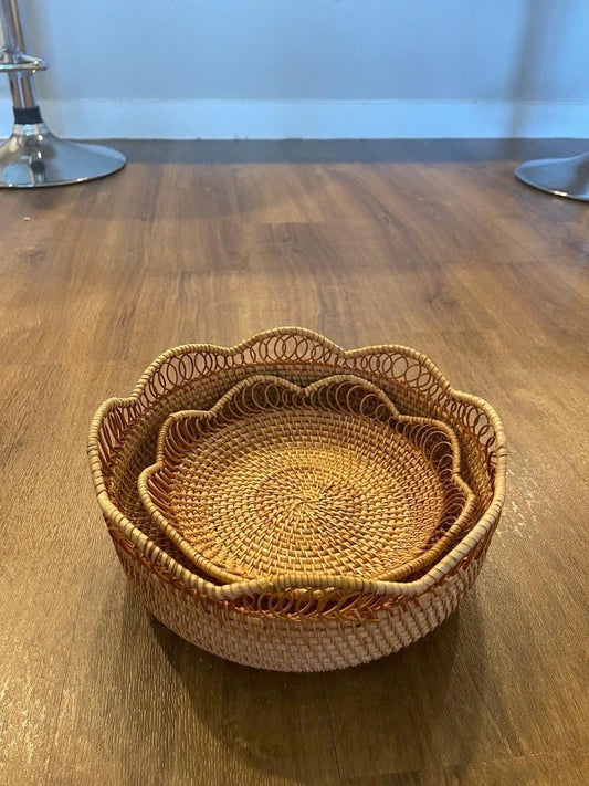 Handwoven Rattan Lotus Bowl – Decorative Wicker Basket | Natural Boho Storage & Home Deco