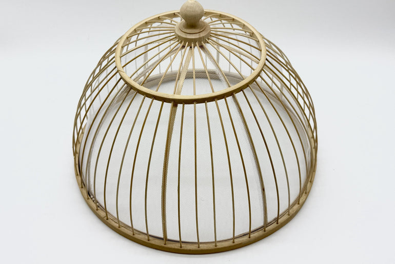 Round Bamboo Mesh Food Cover Dome, Handwoven Kitchen Dish Protector, Natural Food Cover for Meals & Fruit, Rustic Kitchen Gift 14–16 Inch