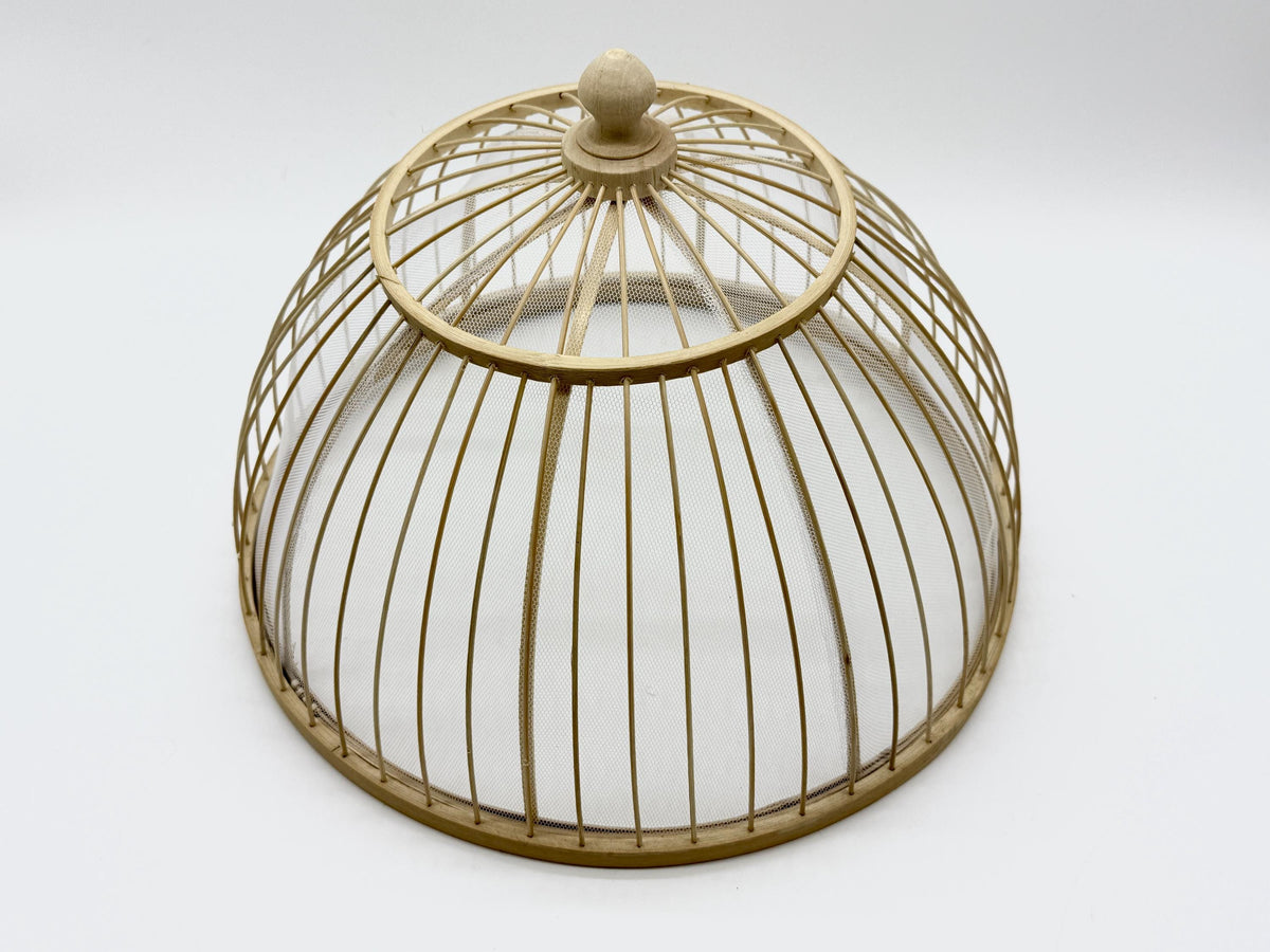 Round Bamboo Mesh Food Cover Dome, Handwoven Kitchen Dish Protector, Natural Food Cover for Meals & Fruit, Rustic Kitchen Gift 14–16 Inch