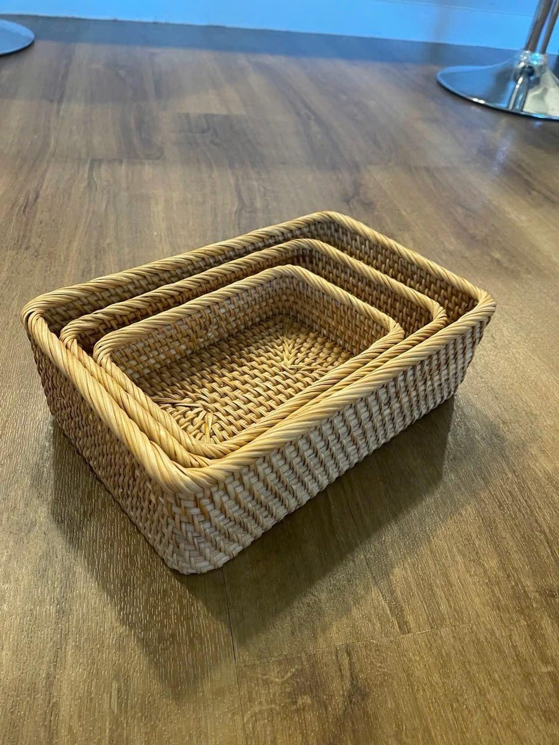Handwoven Rattan Tray Set - Natural Wicker Basket Organizer | Rustic Decor for Kitchen & Home 157