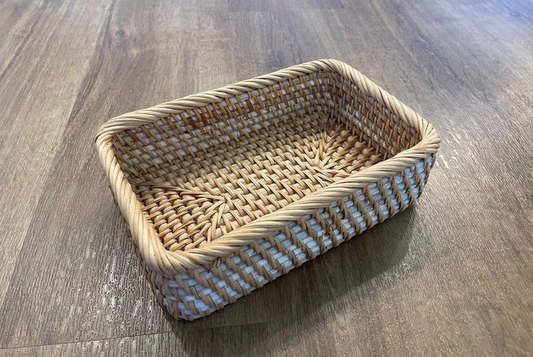 Handwoven Rattan Tray Set - Natural Wicker Basket Organizer | Rustic Decor for Kitchen & Home 157