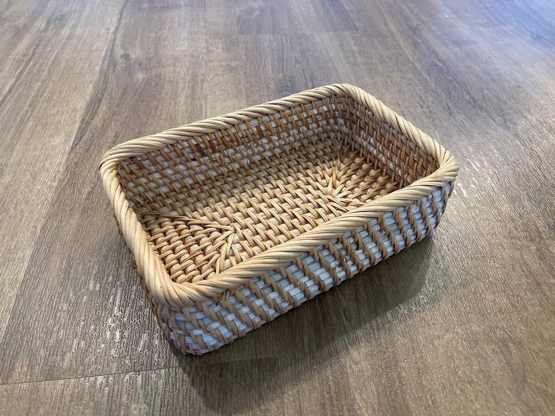 Handwoven Rattan Tray Set - Natural Wicker Basket Organizer | Rustic Decor for Kitchen & Home 157