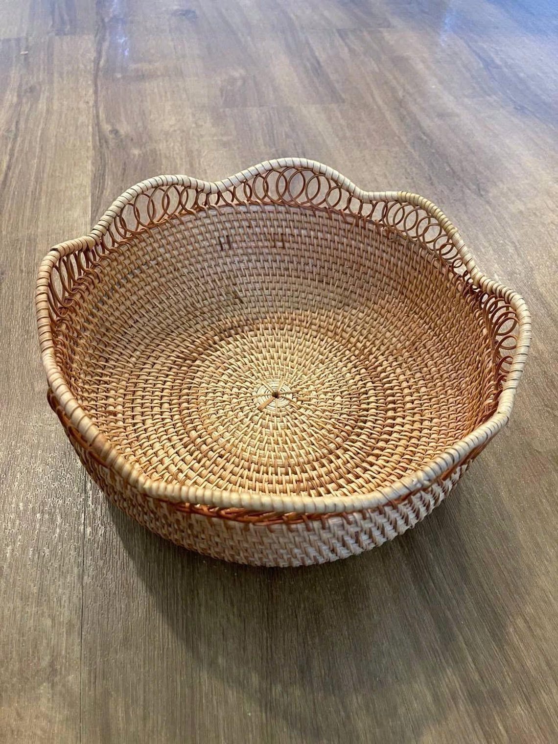 Handwoven Rattan Lotus Bowl - Decorative Wicker Basket | Natural Boho Storage & Home Deco 155