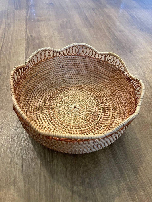Handwoven Rattan Lotus Bowl - Decorative Wicker Basket | Natural Boho Storage & Home Deco 155
