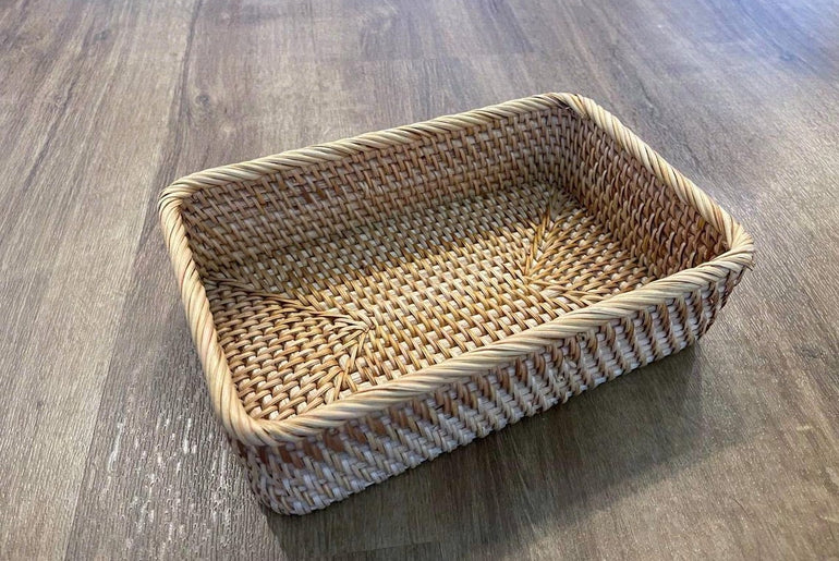 Handwoven Rattan Tray Set - Natural Wicker Basket Organizer | Rustic Decor for Kitchen & Home 157
