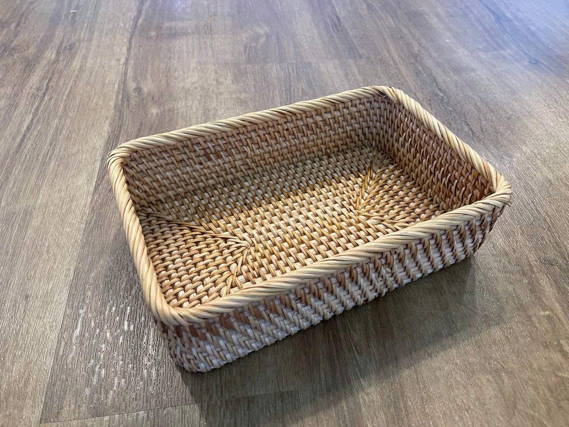Handwoven Rattan Tray Set - Natural Wicker Basket Organizer | Rustic Decor for Kitchen & Home 157