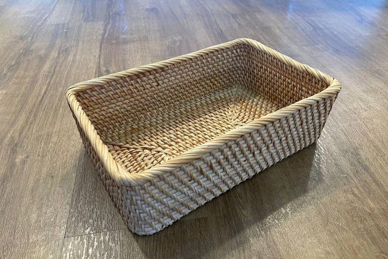 Handwoven Rattan Tray Set - Natural Wicker Basket Organizer | Rustic Decor for Kitchen & Home 157