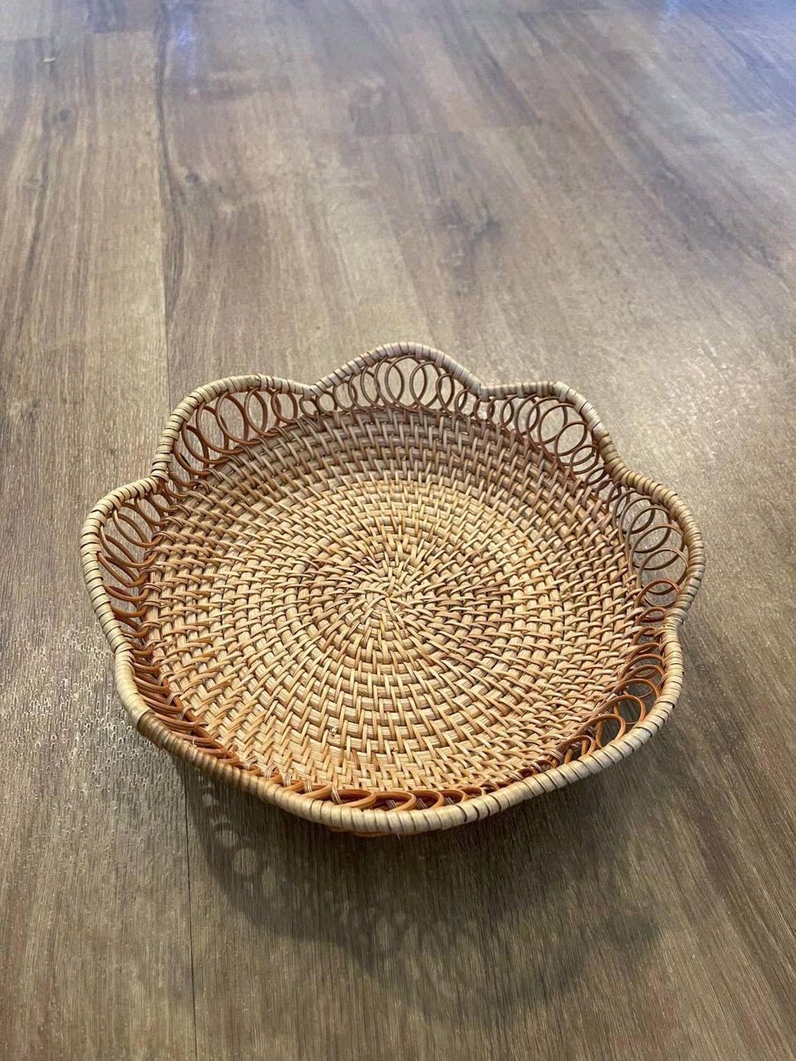 Handwoven Rattan Lotus Bowl - Decorative Wicker Basket | Natural Boho Storage & Home Deco 155
