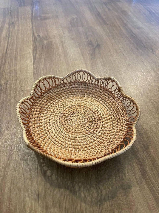 Handwoven Rattan Lotus Bowl - Decorative Wicker Basket | Natural Boho Storage & Home Deco 155