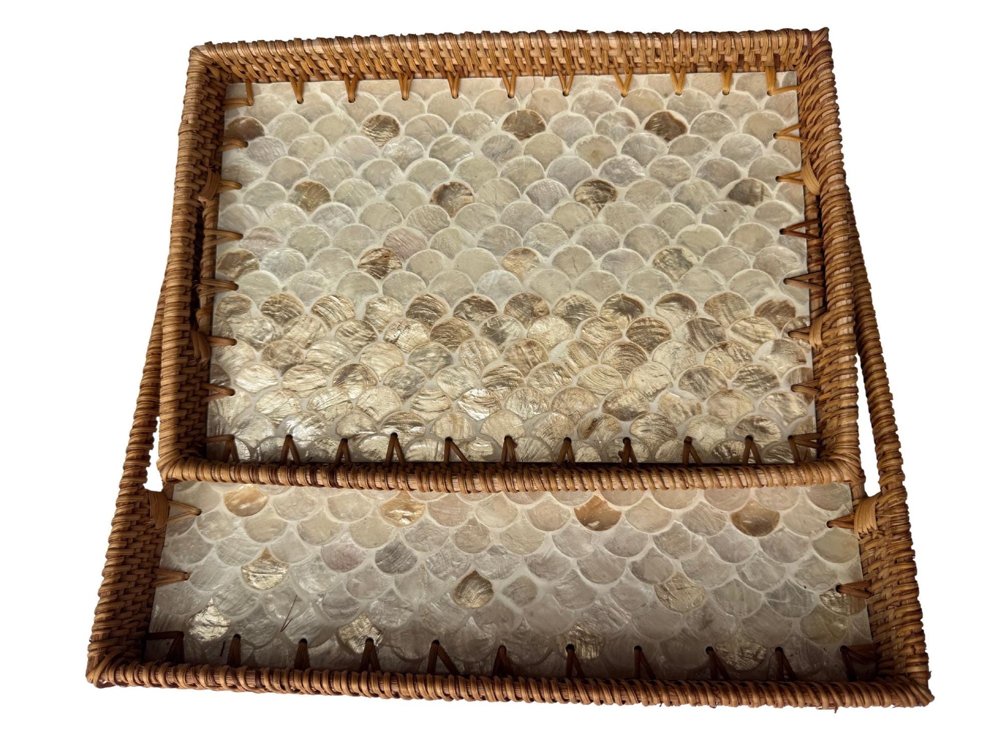 Rectangular Rattan Tray with Mother of Pearl Inlay - Handcrafted Serving Tray, Vietnam 60