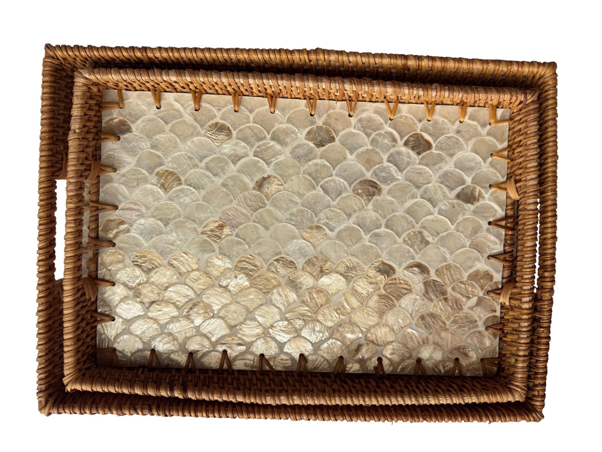 Rectangular Rattan Tray with Mother of Pearl Inlay - Handcrafted Serving Tray, Vietnam 60
