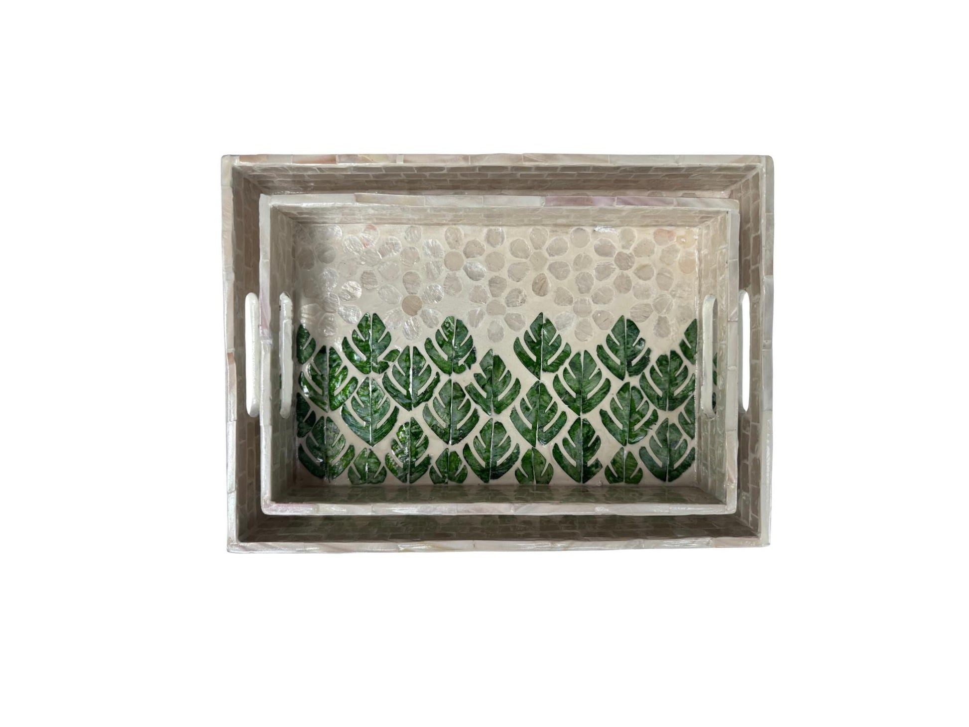 Mother of Pearl Rectangular Tray - Handmade Shell Inlay Serving Tray, Decorative Coffee Table Tray, Vanity Organizer, Housewarming Gift 152