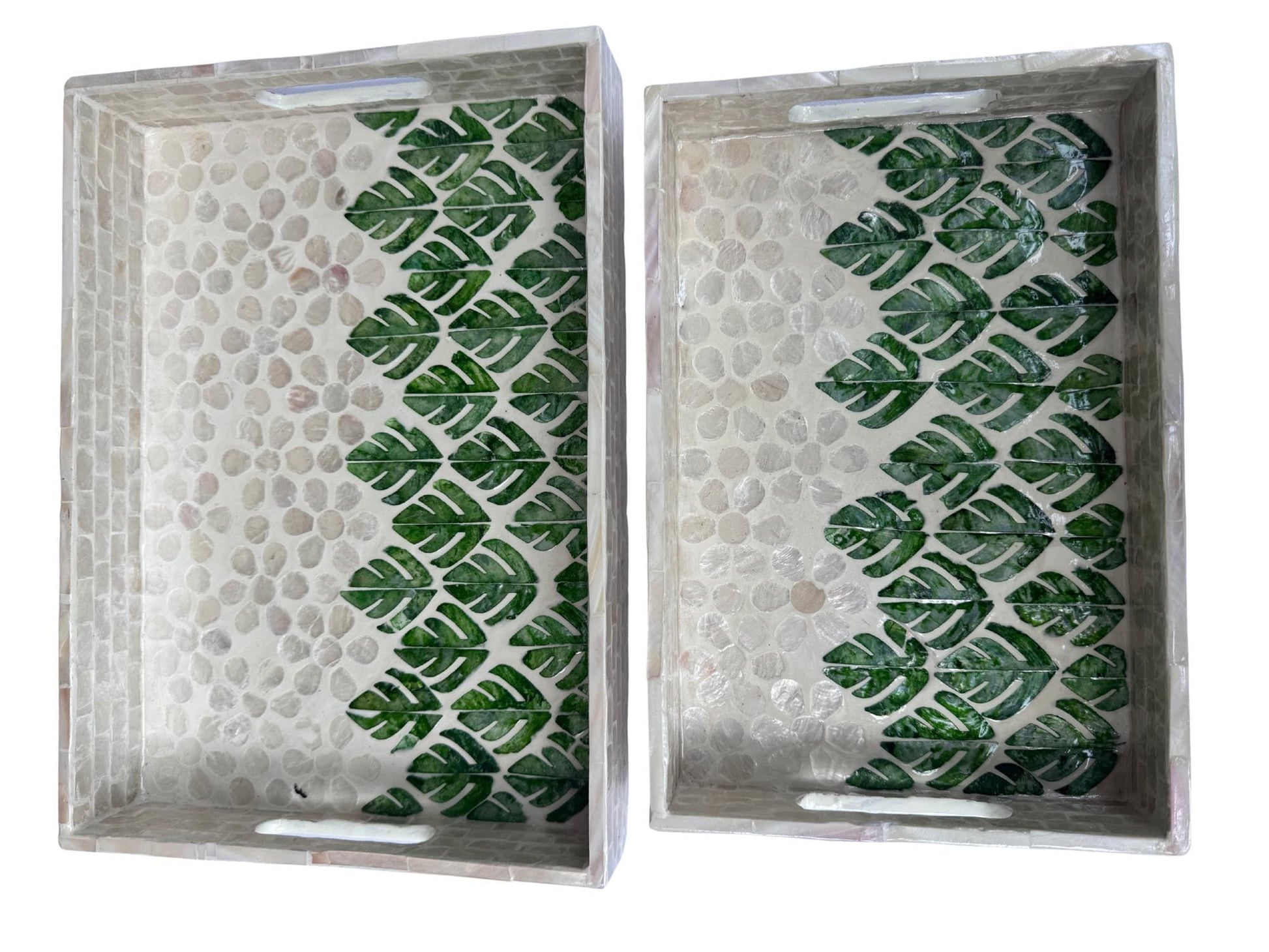 Mother of Pearl Rectangular Tray - Handmade Shell Inlay Serving Tray, Decorative Coffee Table Tray, Vanity Organizer, Housewarming Gift 152