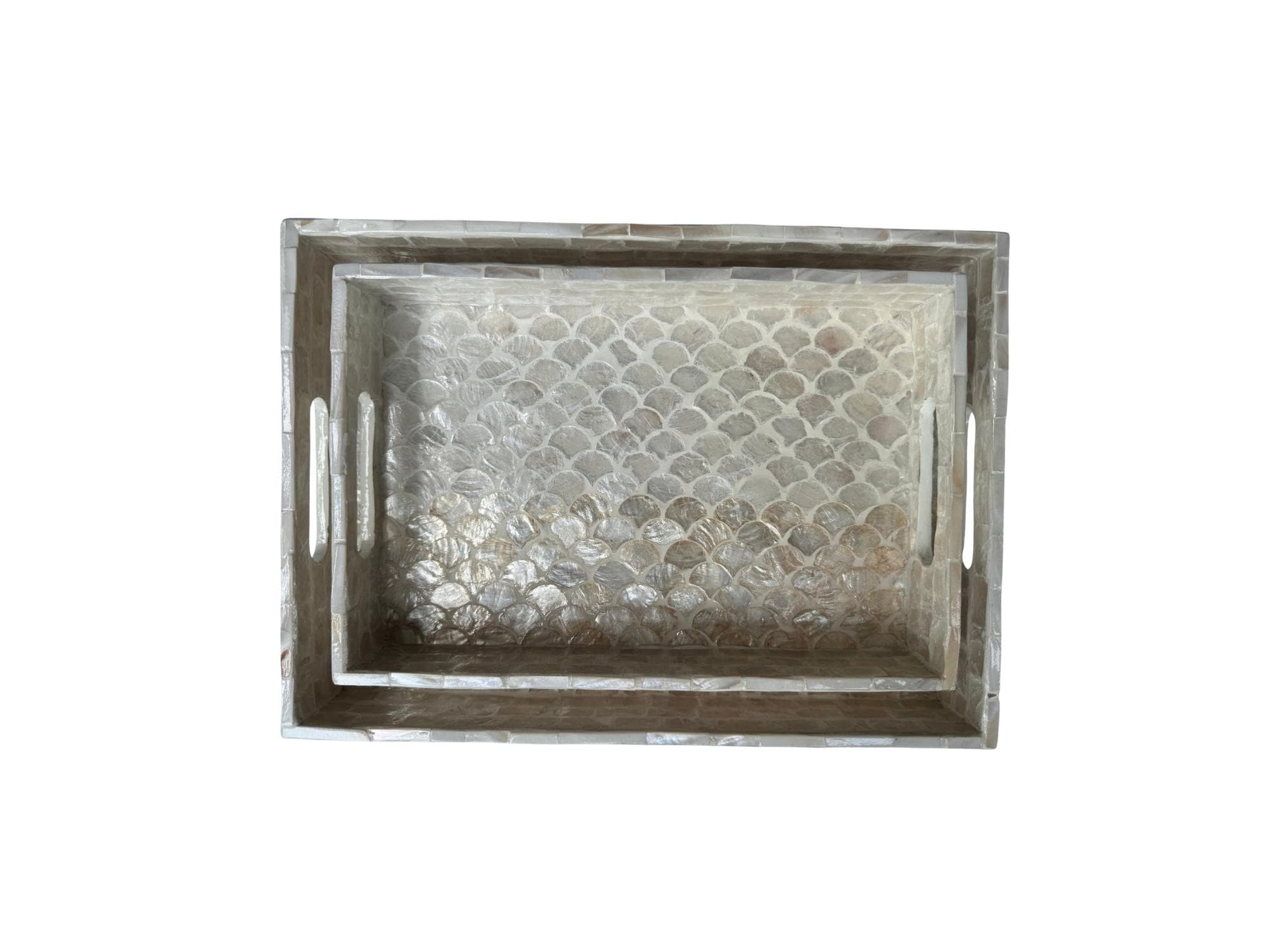 Mother of Pearl Rectangular Tray - Handmade Shell Inlay Serving Tray, Decorative Coffee Table Tray, Vanity Organizer, Housewarming Gift 48