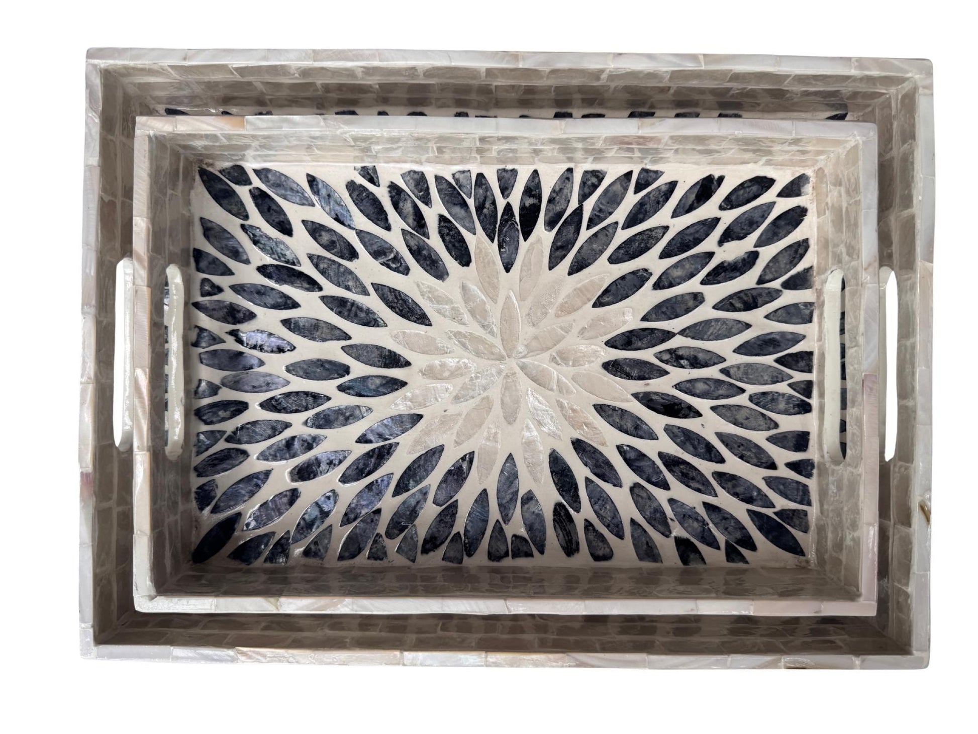 Mother of Pearl Rectangular Tray - Handmade Shell Inlay Serving Tray, Decorative Coffee Table Tray, Vanity Organizer, Housewarming Gift 145