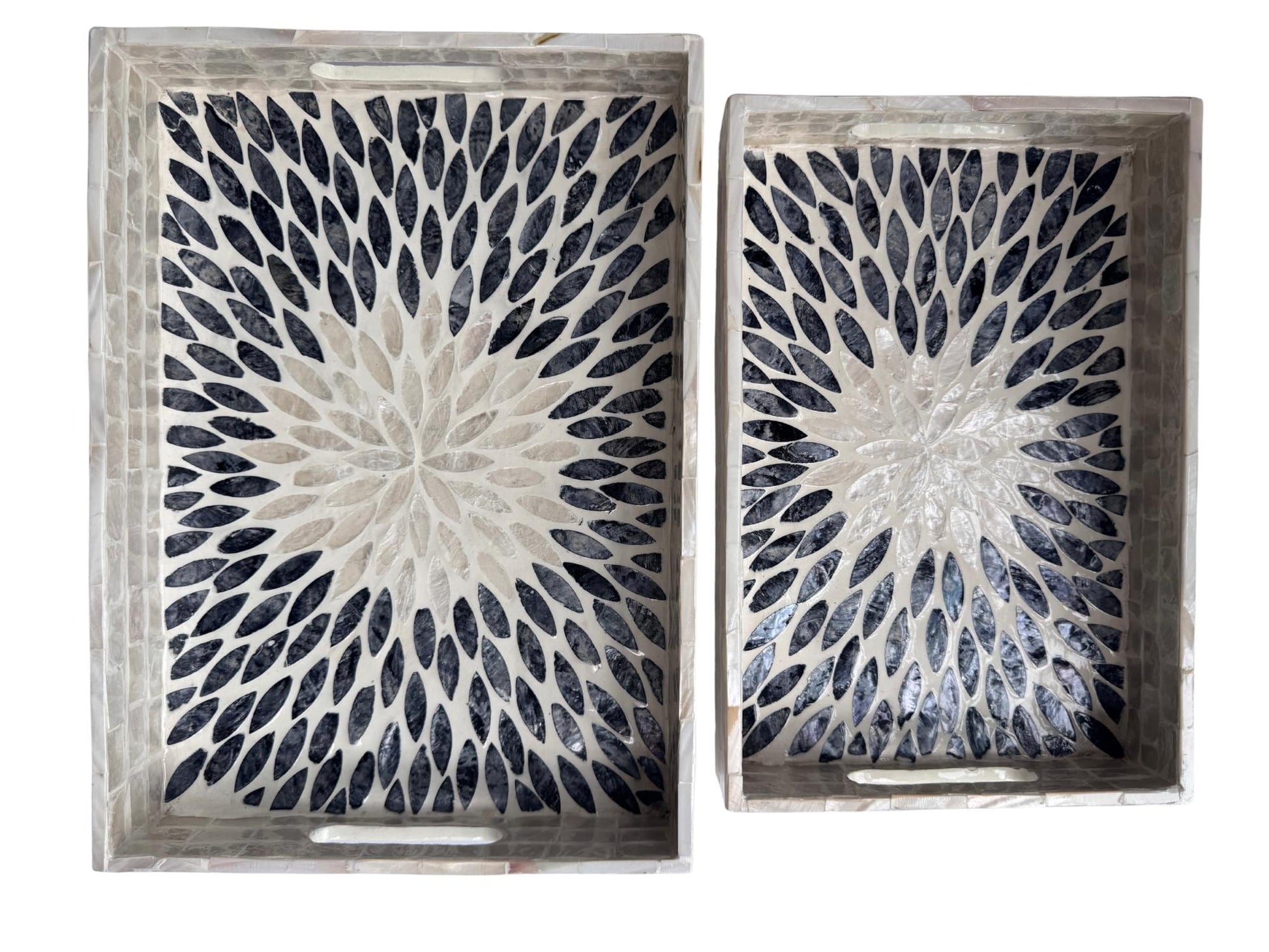 Mother of Pearl Rectangular Tray - Handmade Shell Inlay Serving Tray, Decorative Coffee Table Tray, Vanity Organizer, Housewarming Gift 145