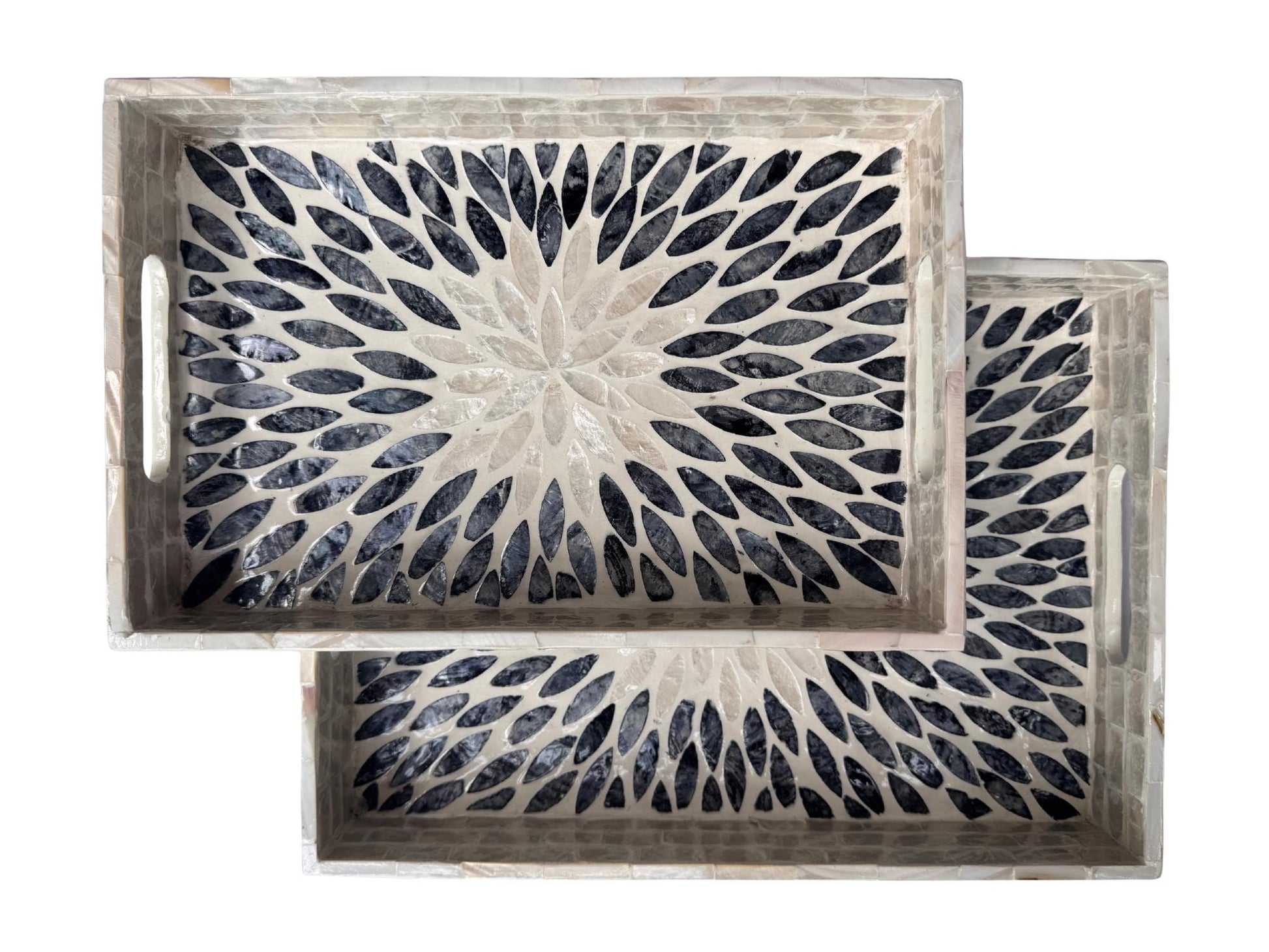 Mother of Pearl Rectangular Tray - Handmade Shell Inlay Serving Tray, Decorative Coffee Table Tray, Vanity Organizer, Housewarming Gift 145