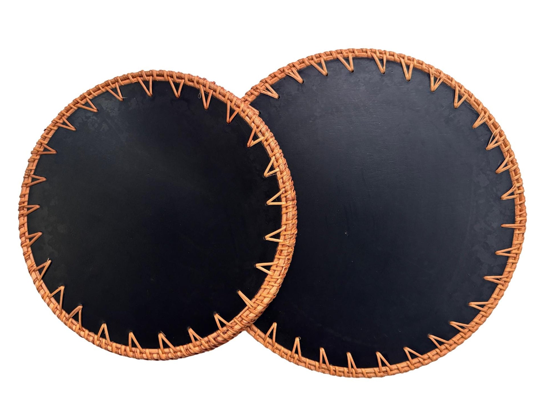 Natural Round Rattan Display Tray with Shell Inlay Base - Artisan Handmade Decor Tray for Coffee Table, Kitchen Serving, Made in Vietnam 30