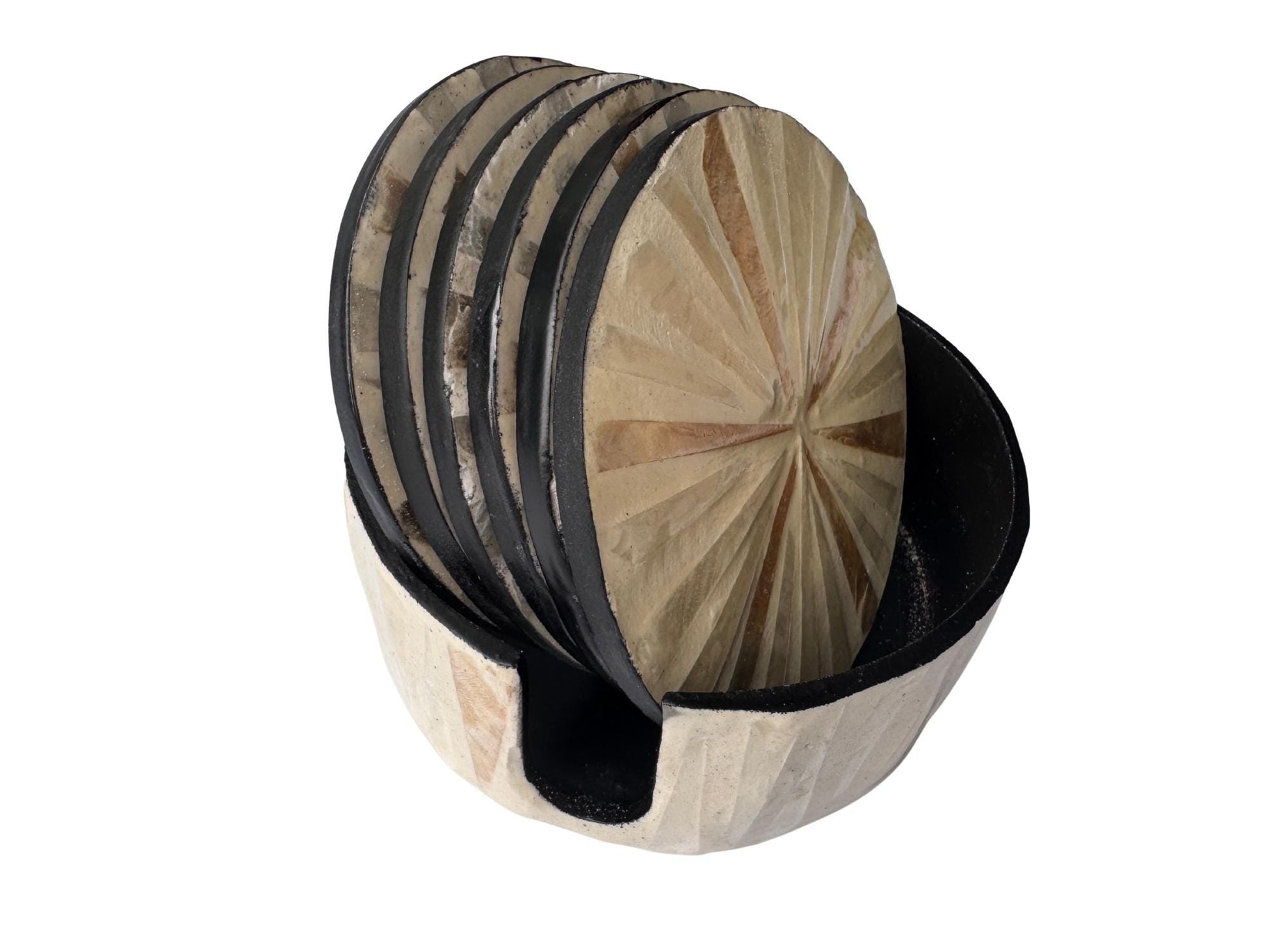 Mother of Pearl Round Coaster Set with Holder - Handmade Shell Drink Coasters, Decorative Table Coasters, Unique Gift Set 14