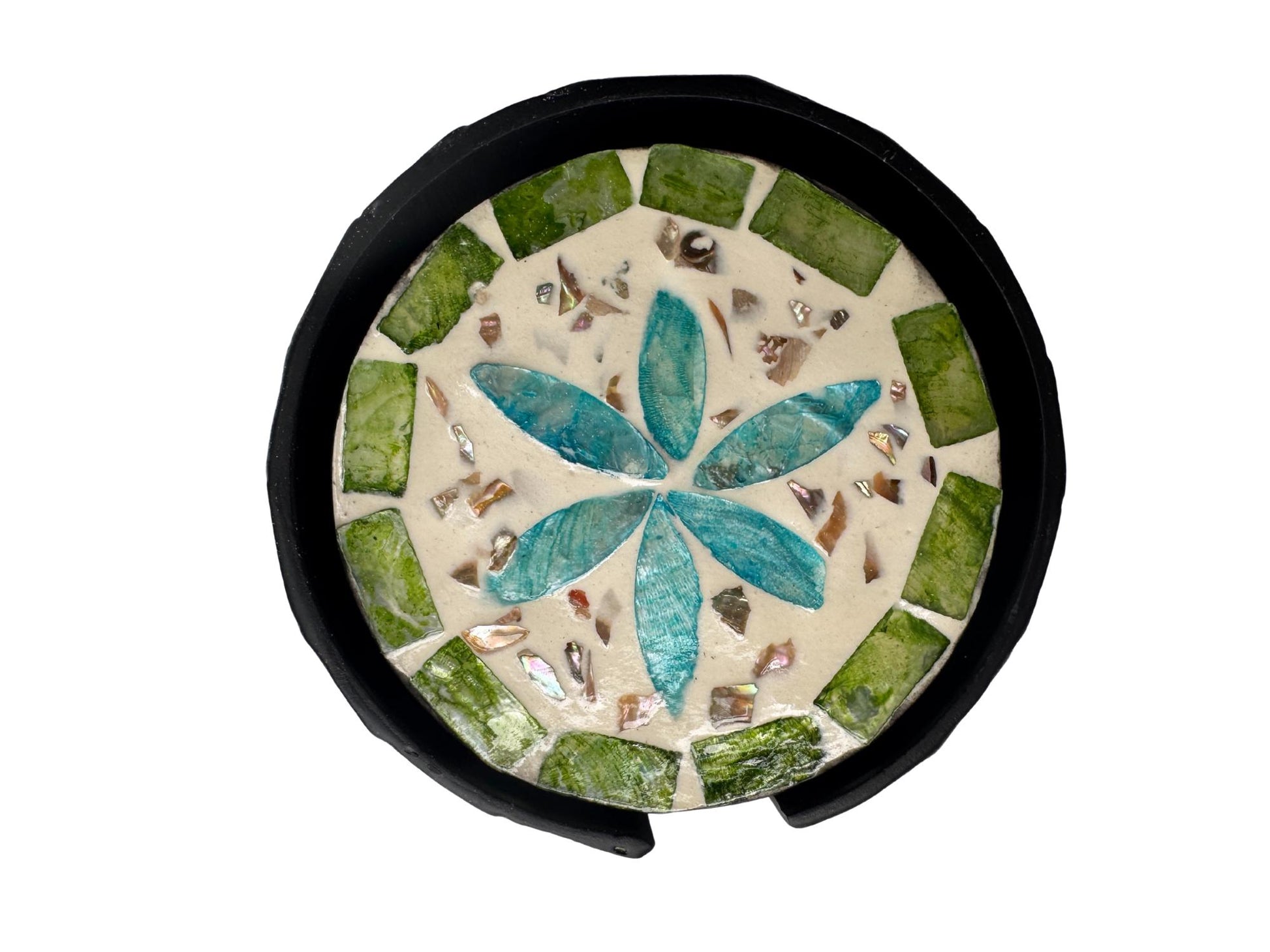 Mother of Pearl Round Coaster Set with Holder - Handmade Shell Drink Coasters, Decorative Table Coasters, Unique Gift Set 10