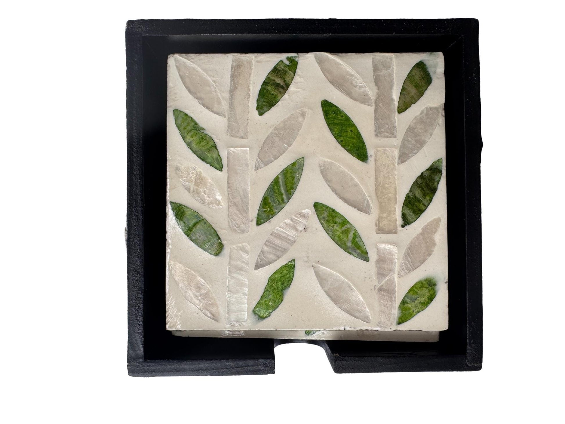 Mother of Pearl Square Coaster Set with Holder - Handmade Shell Drink Coasters, Natural Mother of Pearl Table Decor, Housewarming Gift 3