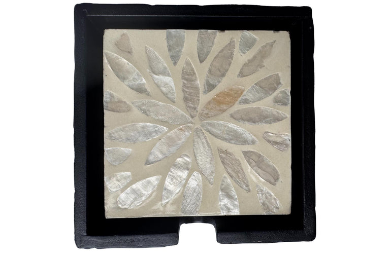 Mother of Pearl Square Coaster Set with Holder - Handmade Shell Drink Coasters, Natural Mother of Pearl Table Decor, Housewarming Gift 7