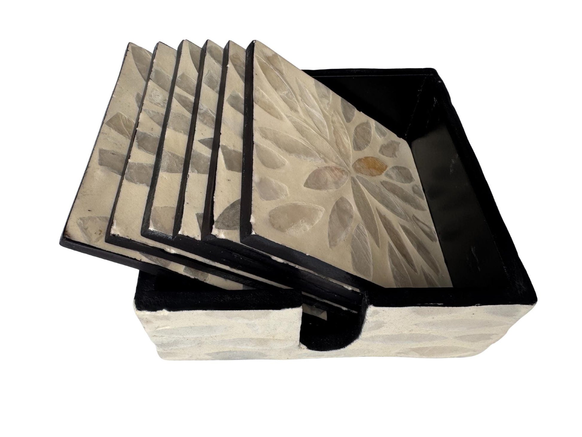 Mother of Pearl Square Coaster Set with Holder - Handmade Shell Drink Coasters, Natural Mother of Pearl Table Decor, Housewarming Gift 7