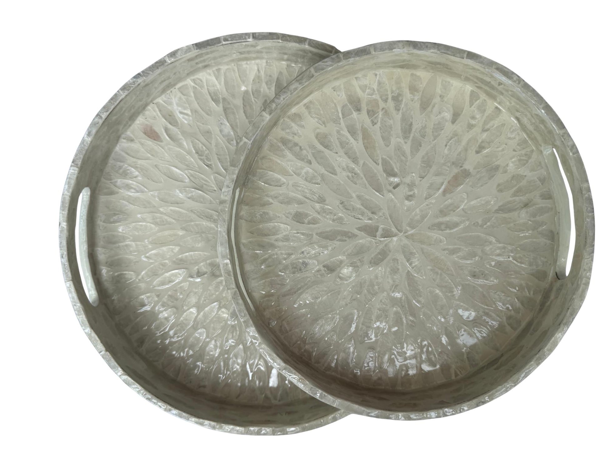 Handmade Round Shell Inlay Tray – Mother of Pearl Decorative Serving Tray, Elegant Coffee Table Organizer, Luxury Vanity Tray, Gift Idea