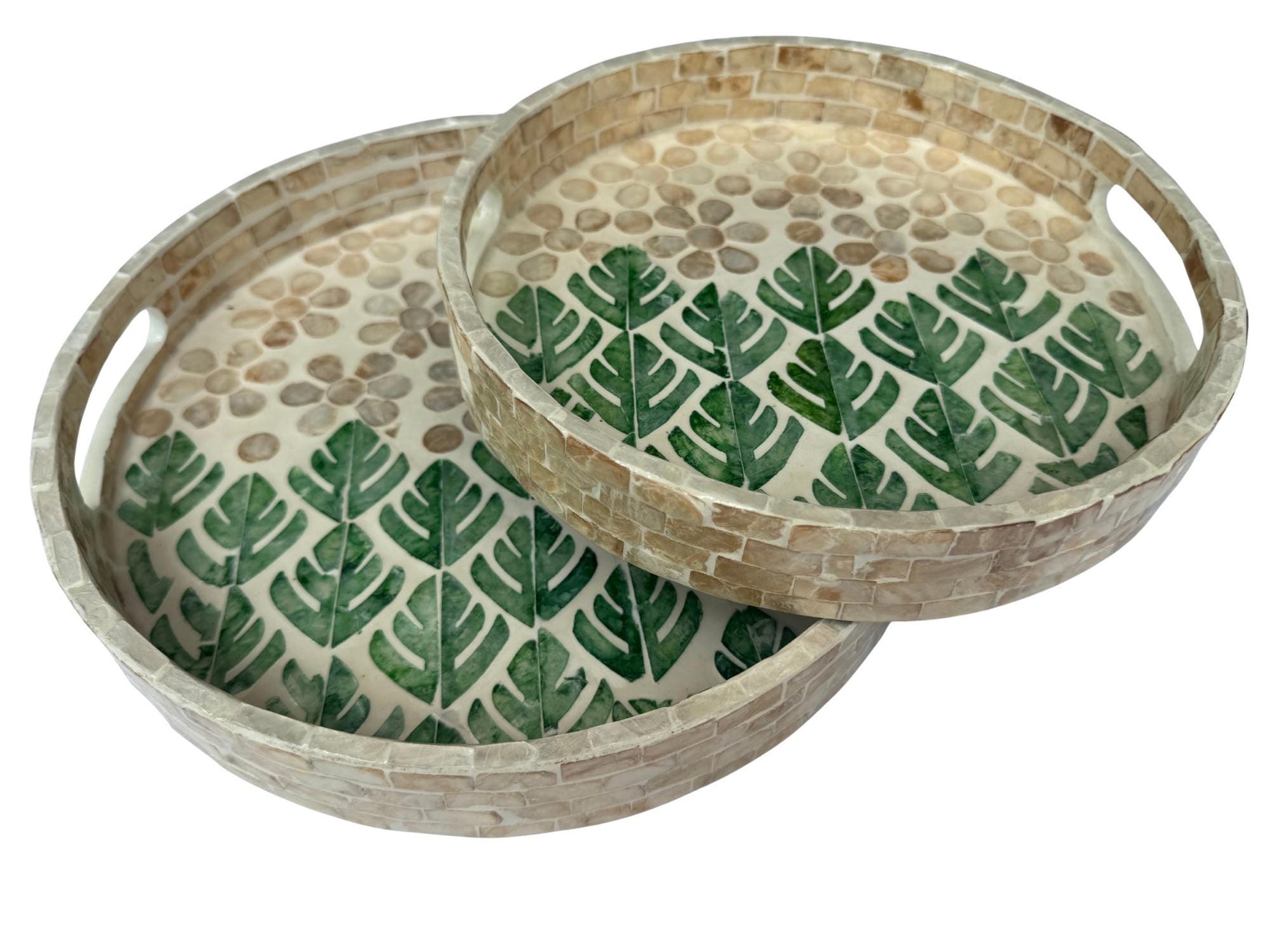Handmade Round Shell Inlay Tray – Mother of Pearl Decorative Serving Tray, Elegant Coffee Table Organizer, Luxury Vanity Tray, Gift Idea