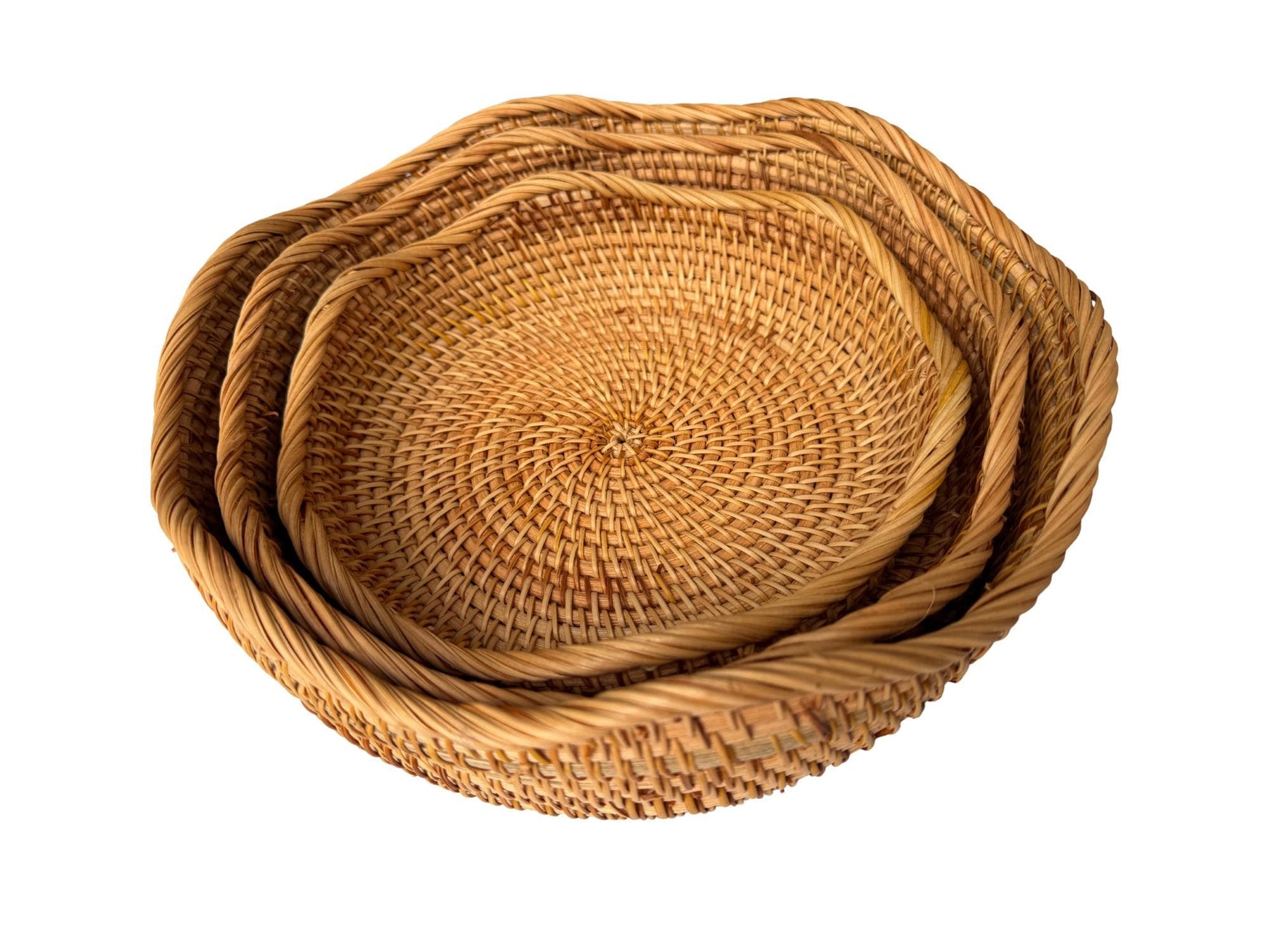 Boho Rattan Lotus Bowl, Round Woven Fruit and Bread Basket, Natural Wicker Decorative Bowl for Dining Table or Kitchen Decor