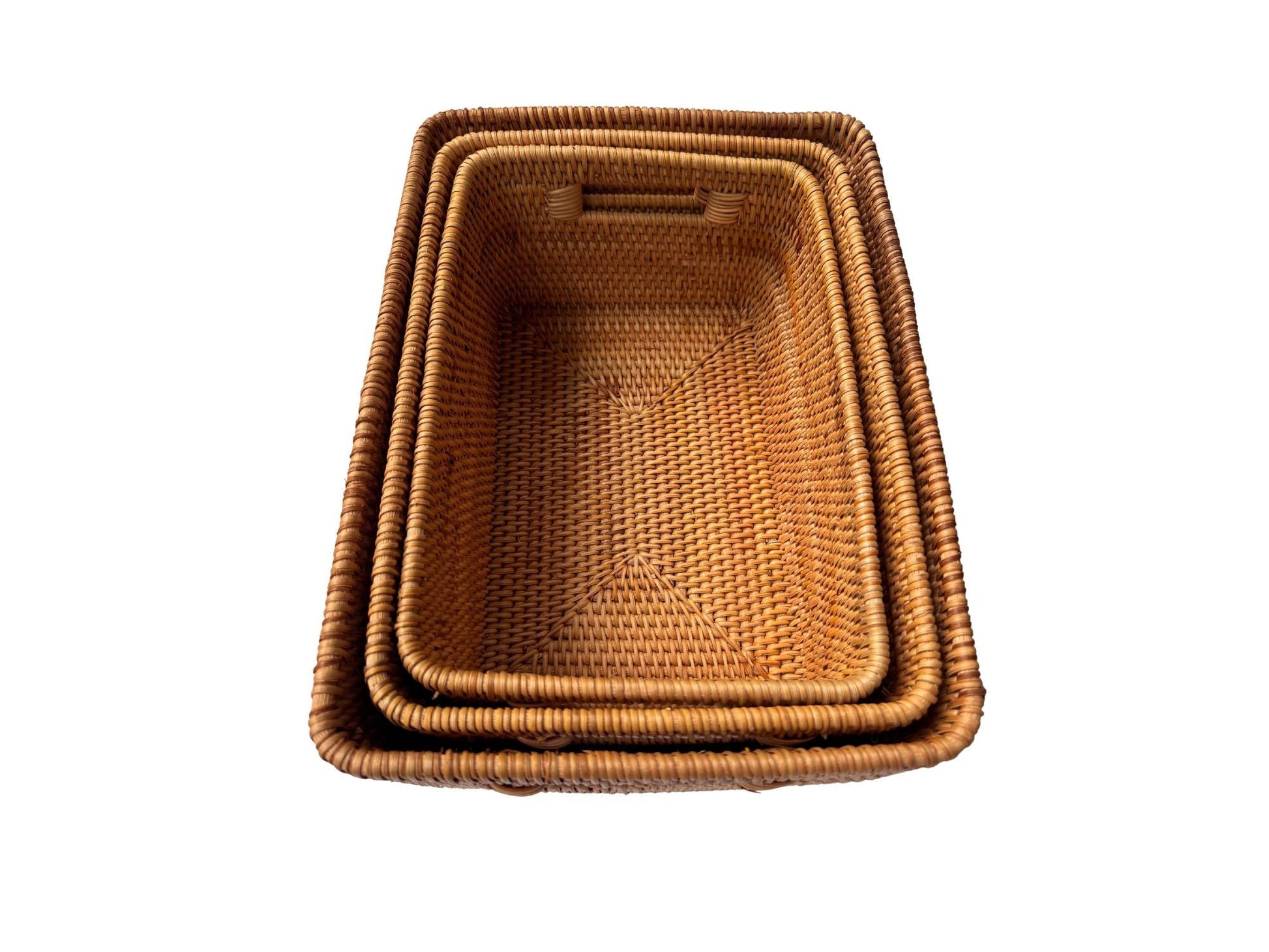 Rectangular Rattan Storage Basket, Handwoven Natural Wicker Basket for Kitchen Counter, Fruit Bread Basket, Rustic Home Decor Gift 171