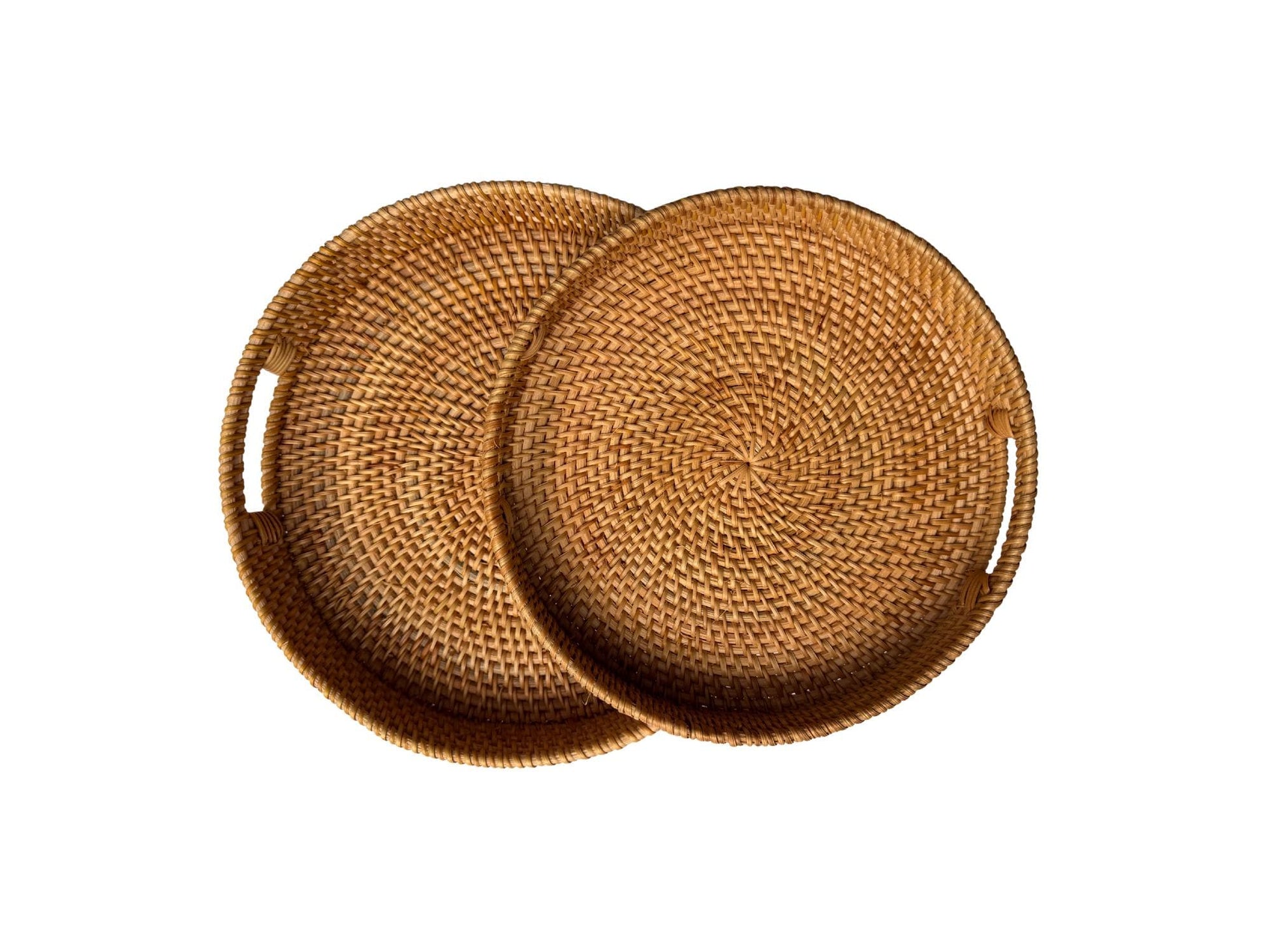 Round Rattan Serving Tray, Handwoven Natural Rattan Tray for Kitchen Table, Fruit Bread Display Tray,Rustic Home Decor Gift,Handmade Vietnam