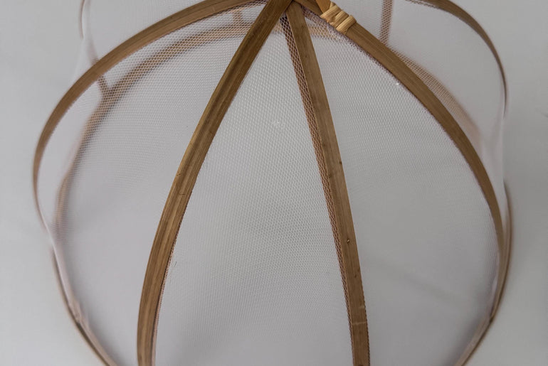 Round Bamboo Mesh Food Cover, Handwoven Bamboo Kitchen Dish Protector Dome for Meals, Fruit & Table Serving 12-16 Inch