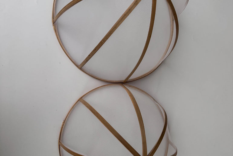 Round Bamboo Mesh Food Cover, Handwoven Bamboo Kitchen Dish Protector Dome for Meals, Fruit & Table Serving 12-16 Inch