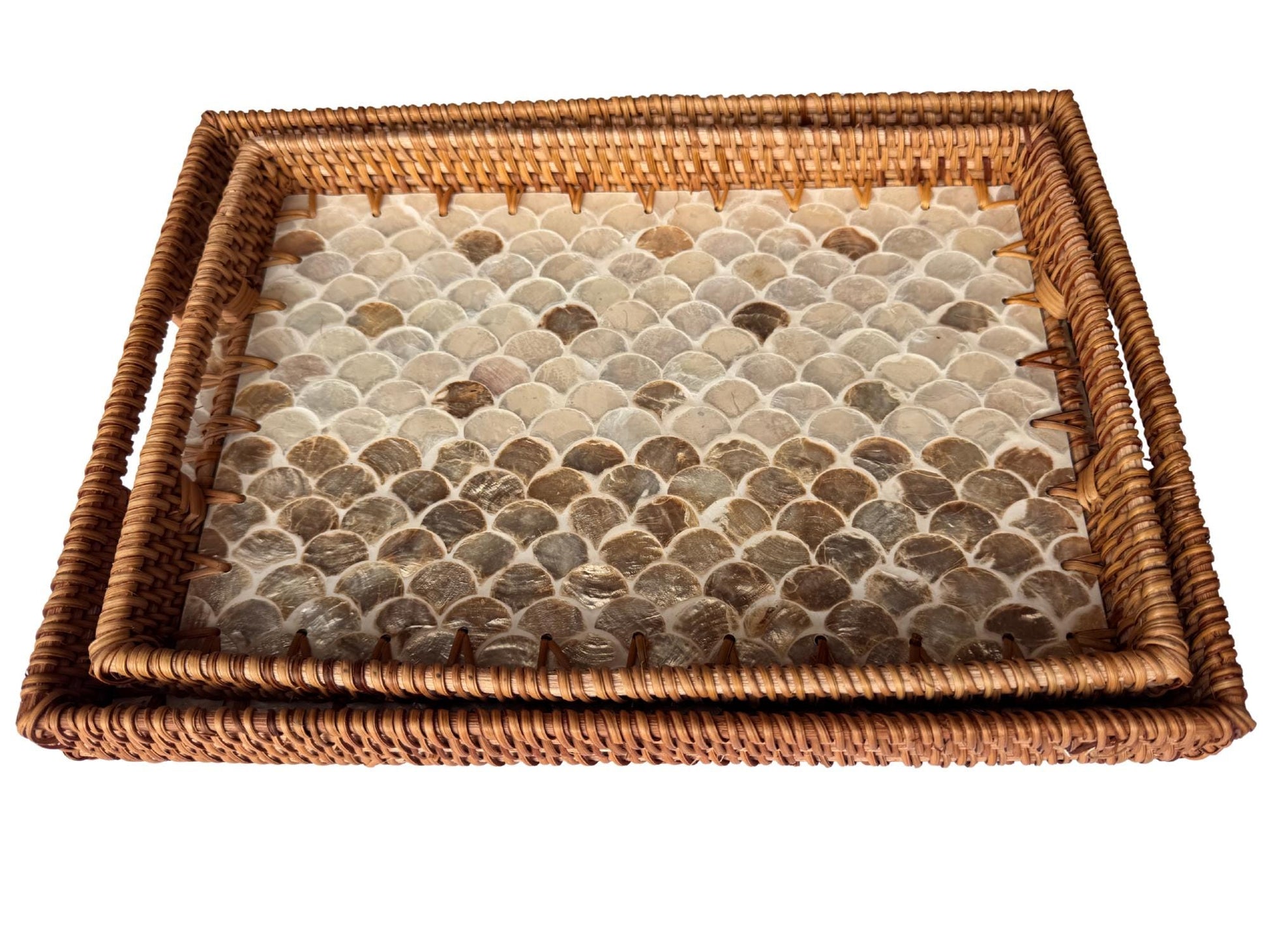 Rectangular Rattan Tray with Mother of Pearl Inlay - Handcrafted Serving Tray, Vietnam 60