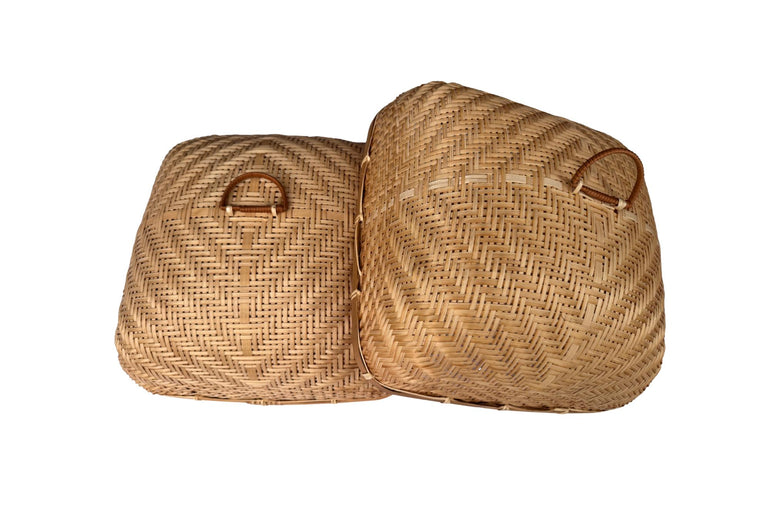 Handwoven Bamboo Food Cover, Square Bamboo Dish Cover for Kitchen Table, Natural Woven Food Protector for Fruit Bread Dishes 14 Inch 170