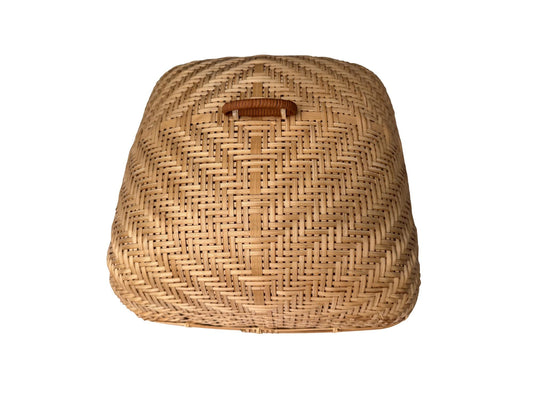 Handwoven Bamboo Food Cover, Square Bamboo Dish Cover for Kitchen Table, Natural Woven Food Protector for Fruit Bread Dishes 14 Inch 170