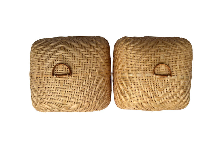 Handwoven Bamboo Food Cover, Square Bamboo Dish Cover for Kitchen Table, Natural Woven Food Protector for Fruit Bread Dishes 14 Inch 170