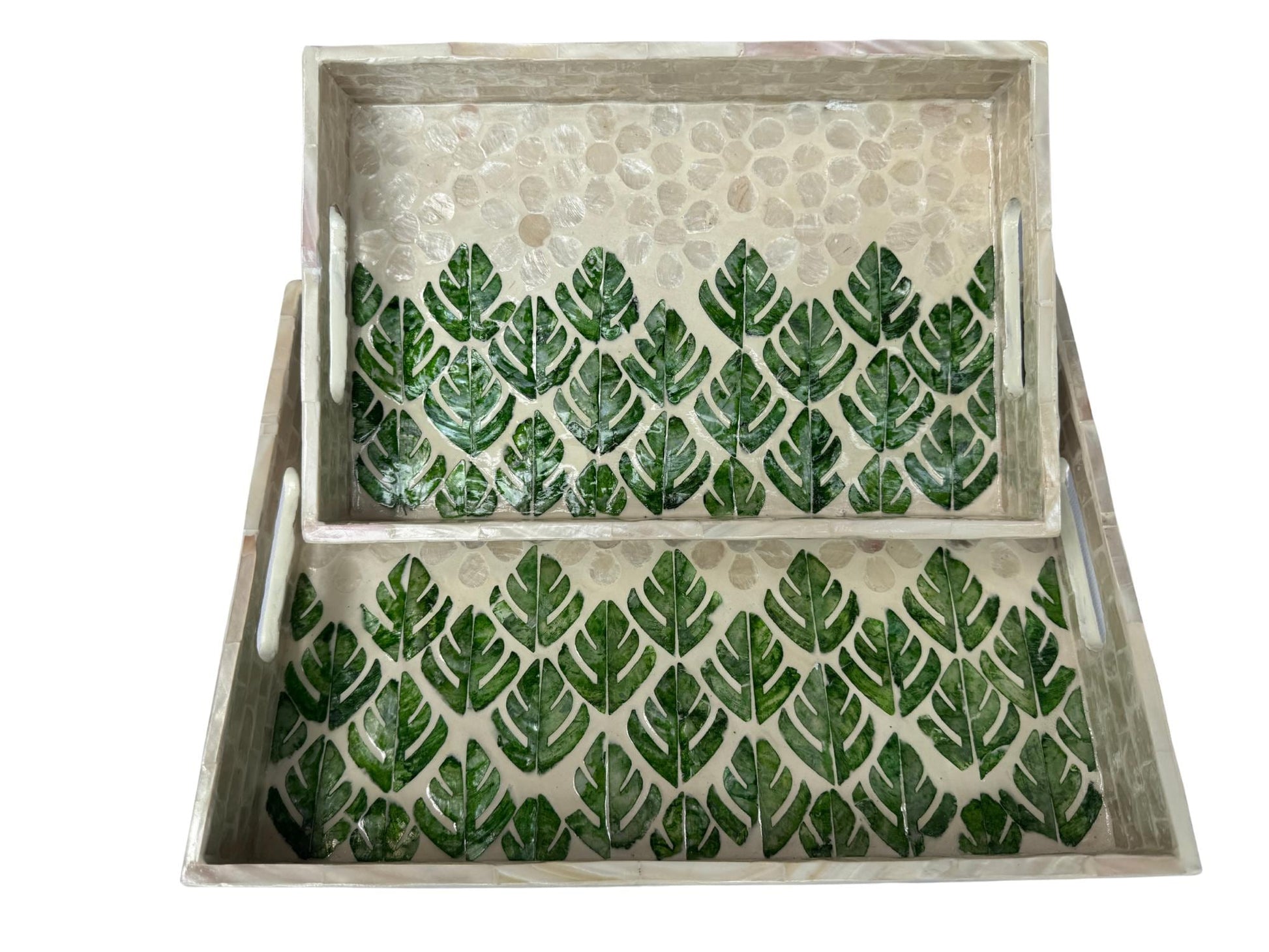 Mother of Pearl Rectangular Tray - Handmade Shell Inlay Serving Tray, Decorative Coffee Table Tray, Vanity Organizer, Housewarming Gift 152